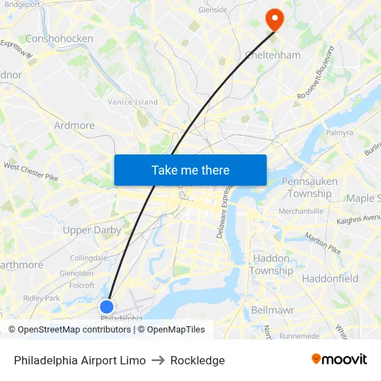 Philadelphia Airport Limo to Rockledge map