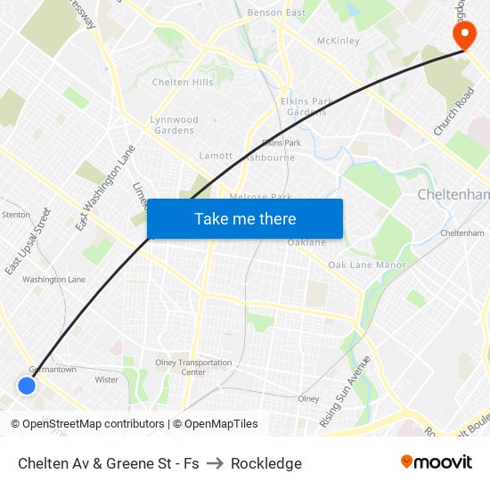 Chelten Av & Greene St - Fs to Rockledge map