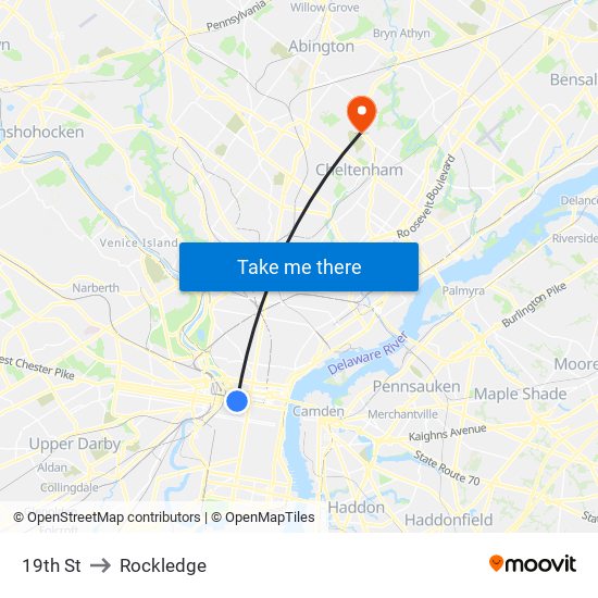 19th St to Rockledge map