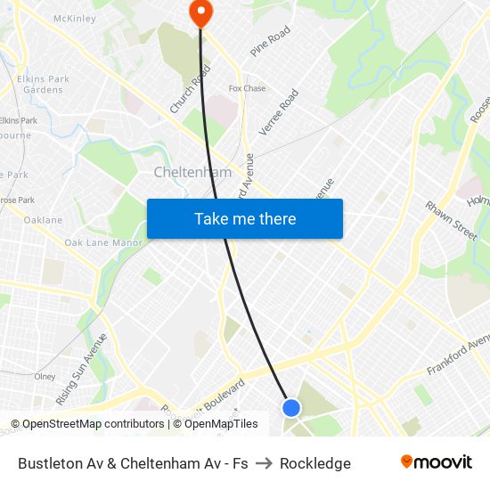 Bustleton Av & Cheltenham Av - Fs to Rockledge map