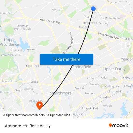 Ardmore to Rose Valley map