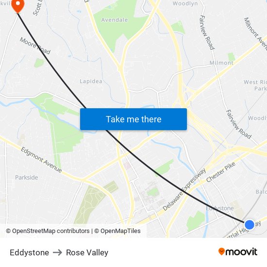 Eddystone to Rose Valley map