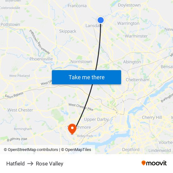 Hatfield to Rose Valley map