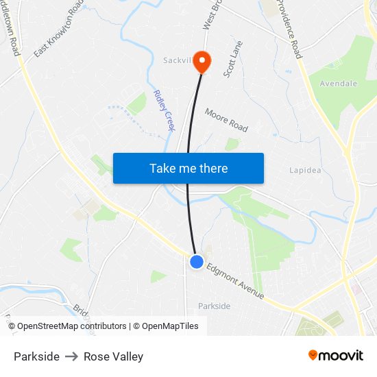 Parkside to Rose Valley map