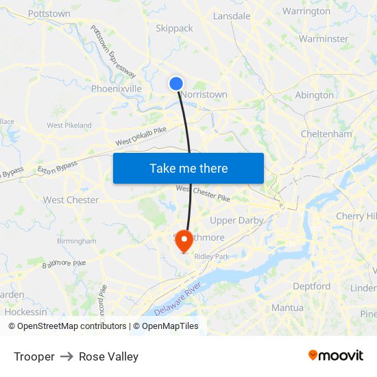 Trooper to Rose Valley map