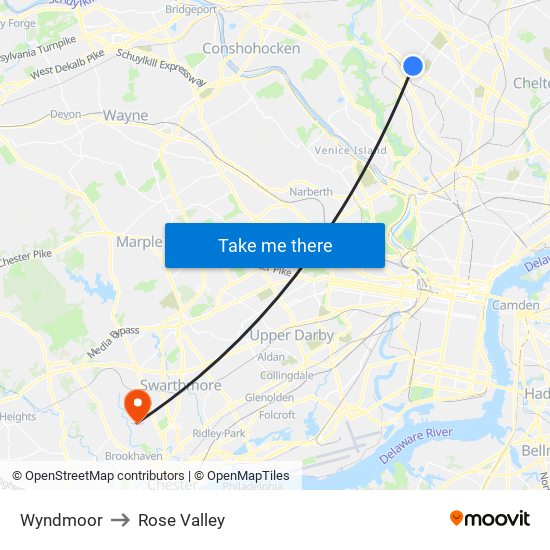 Wyndmoor to Rose Valley map