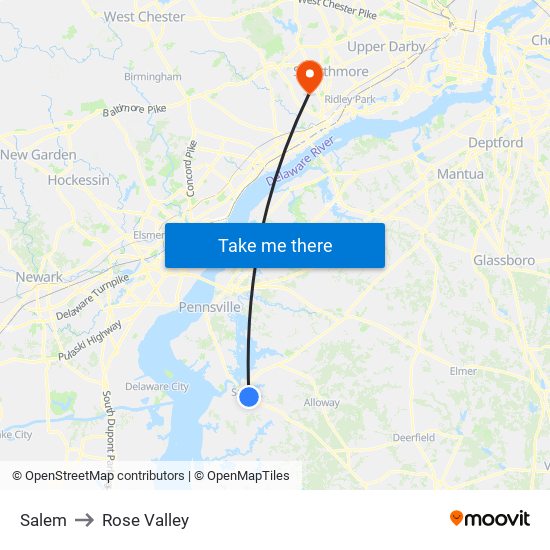 Salem to Rose Valley map