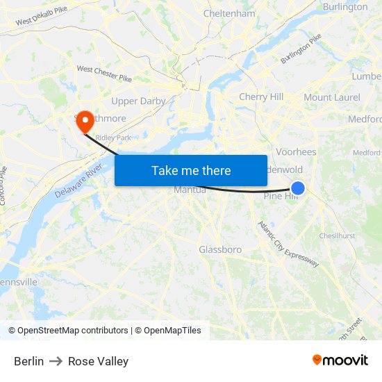 Berlin to Rose Valley map