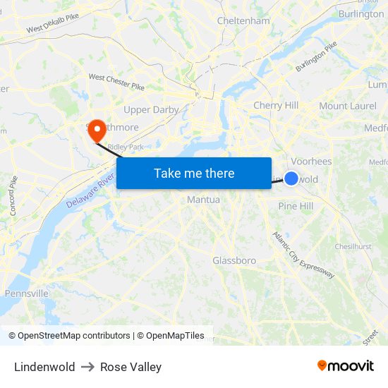 Lindenwold to Rose Valley map