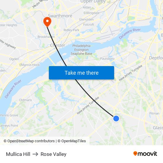 Mullica Hill to Rose Valley map