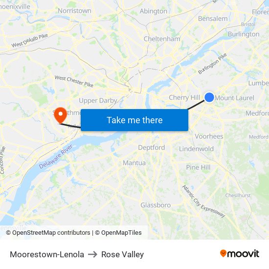 Moorestown-Lenola to Rose Valley map