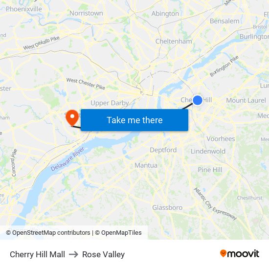 Cherry Hill Mall to Rose Valley map