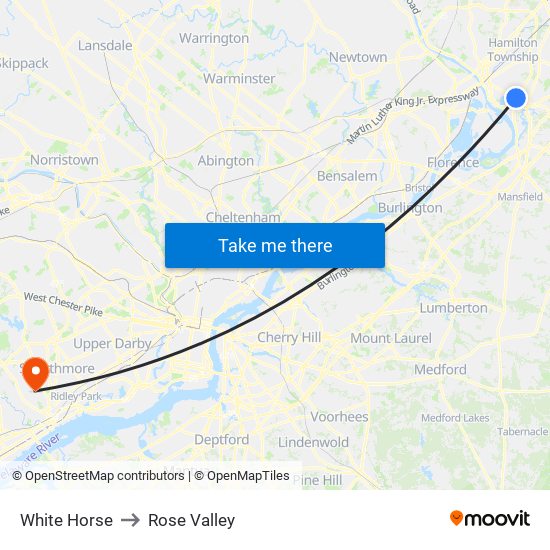 White Horse to Rose Valley map