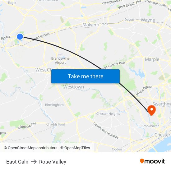 East Caln to Rose Valley map