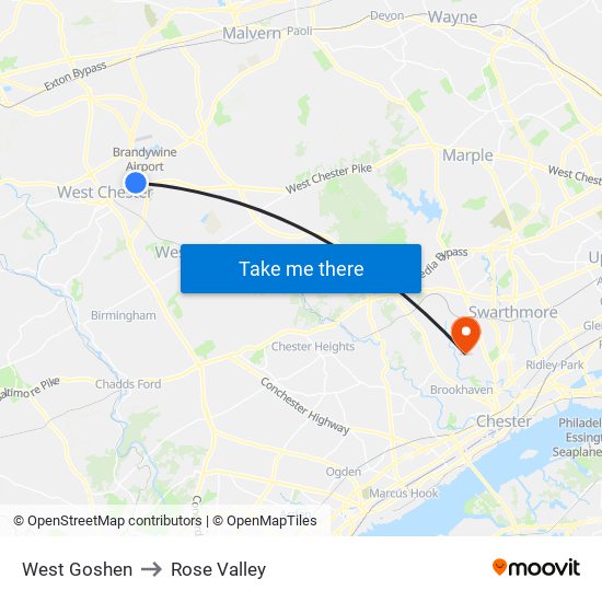 West Goshen to Rose Valley map