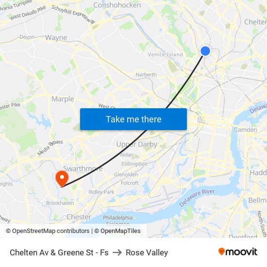 Chelten Av & Greene St - Fs to Rose Valley map