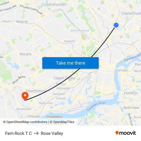 Fern Rock T C to Rose Valley map