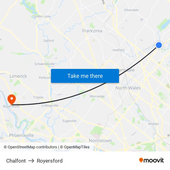 Chalfont to Royersford map