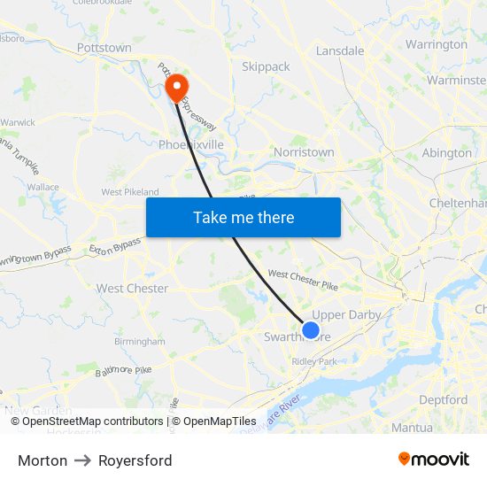Morton to Royersford map
