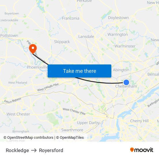 Rockledge to Royersford map