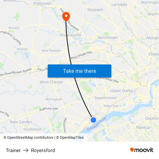Trainer to Royersford map
