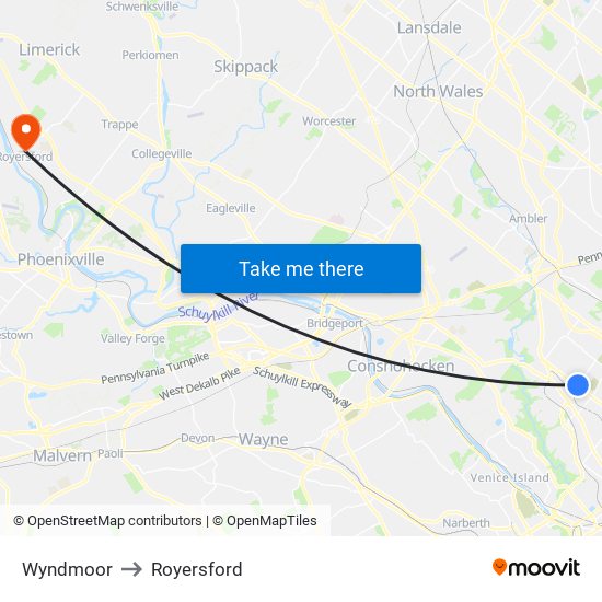 Wyndmoor to Royersford map