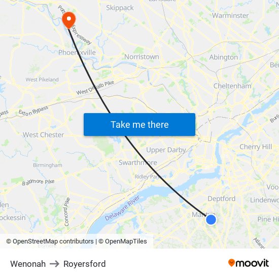 Wenonah to Royersford map