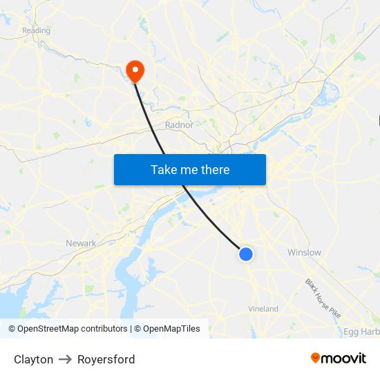 Clayton to Royersford map