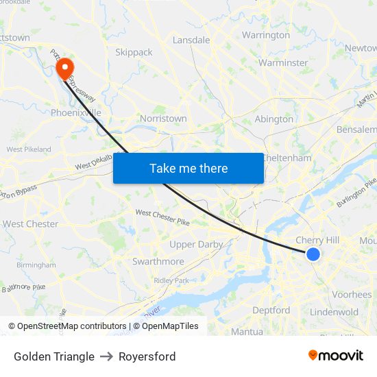 Golden Triangle to Royersford map