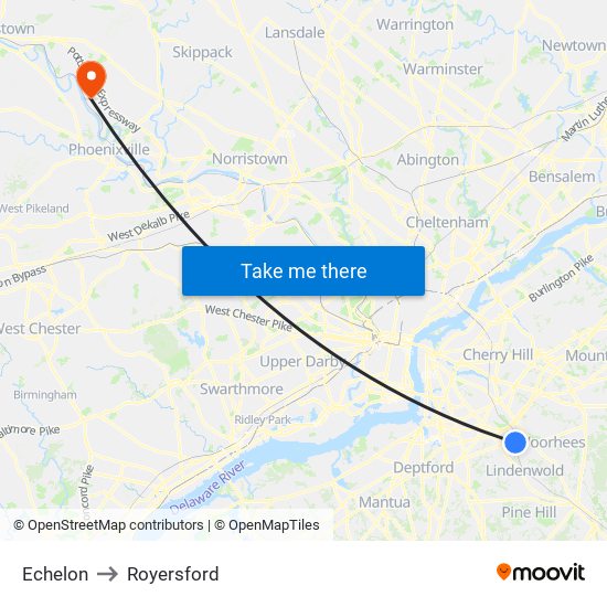 Echelon to Royersford map