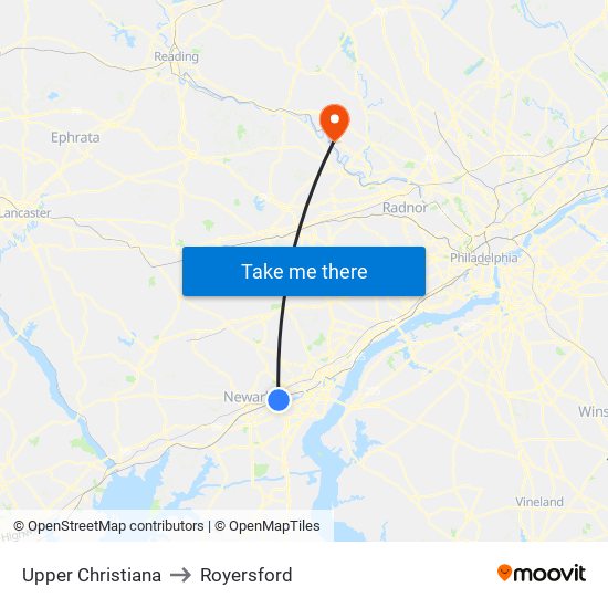 Upper Christiana to Royersford map