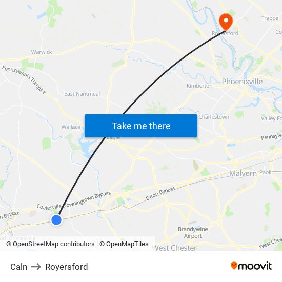 Caln to Royersford map