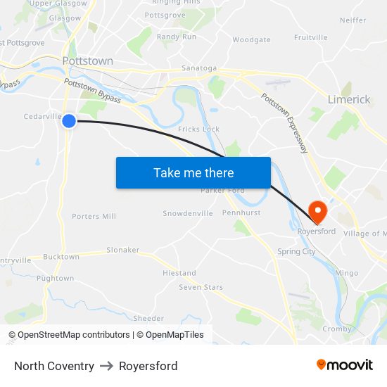 North Coventry to Royersford map