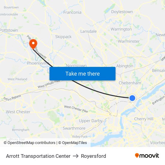 Arrott Transportation Center to Royersford map