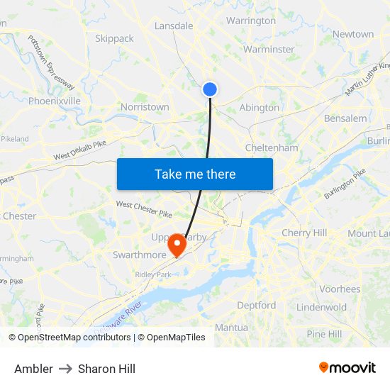 Ambler to Sharon Hill map