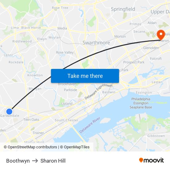 Boothwyn to Sharon Hill map