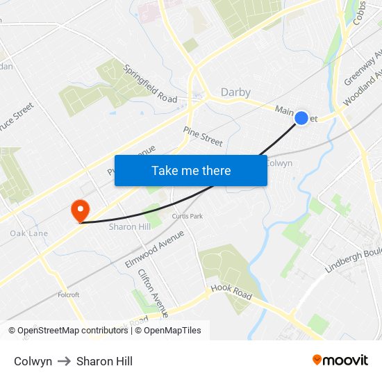 Colwyn to Sharon Hill map