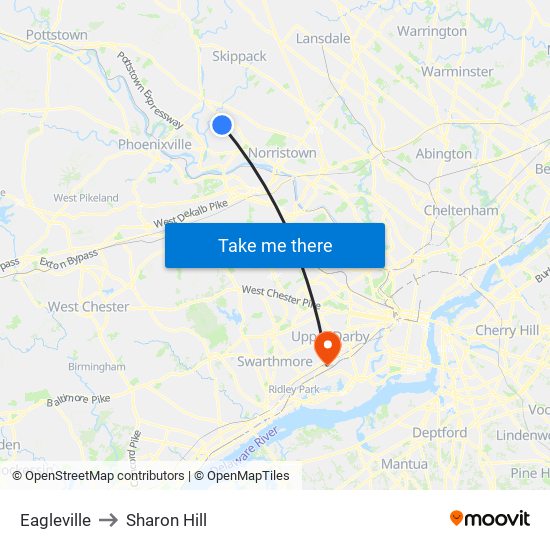 Eagleville to Sharon Hill map