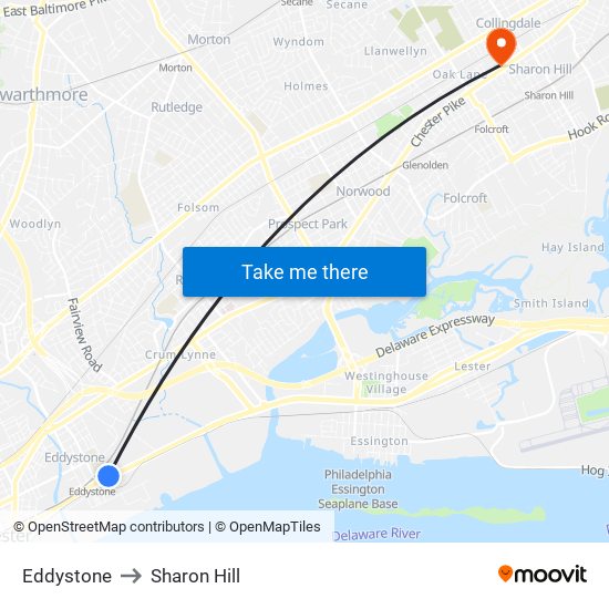 Eddystone to Sharon Hill map