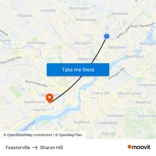 Feasterville to Sharon Hill map
