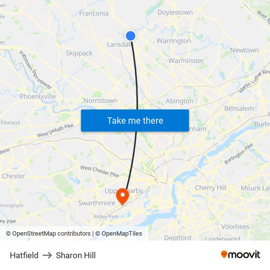Hatfield to Sharon Hill map