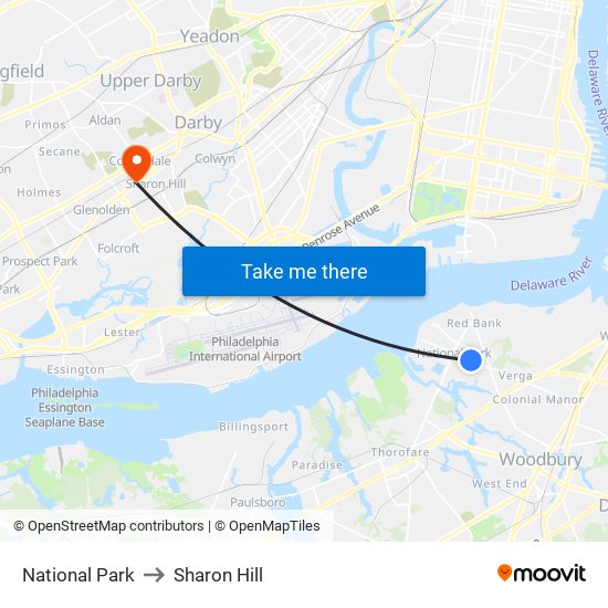 National Park to Sharon Hill map