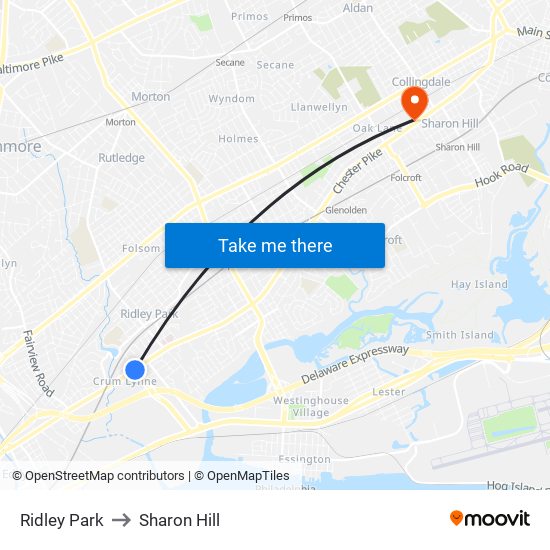 Ridley Park to Sharon Hill map