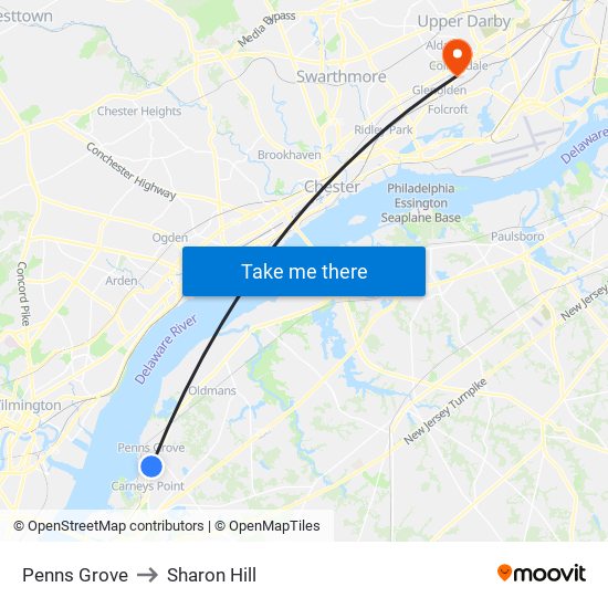 Penns Grove to Sharon Hill map