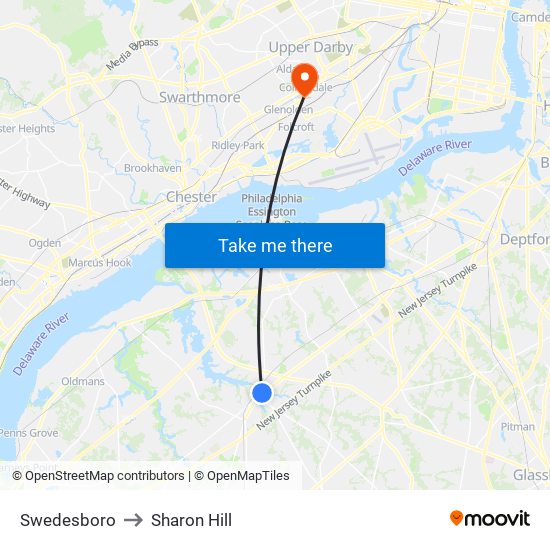 Swedesboro to Sharon Hill map