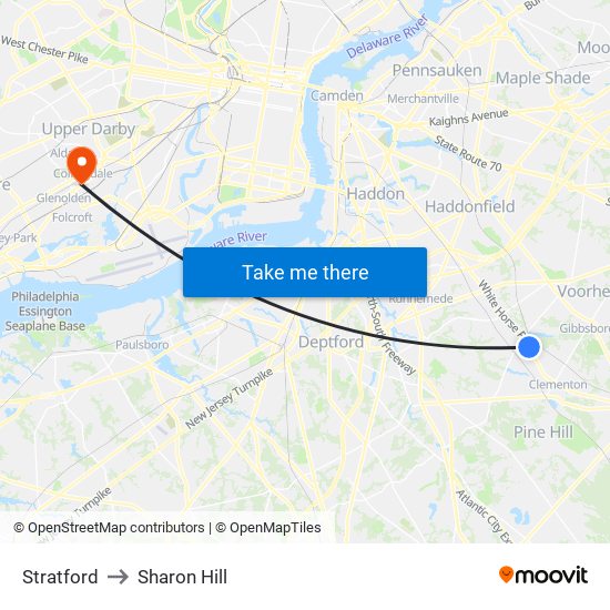 Stratford to Sharon Hill map