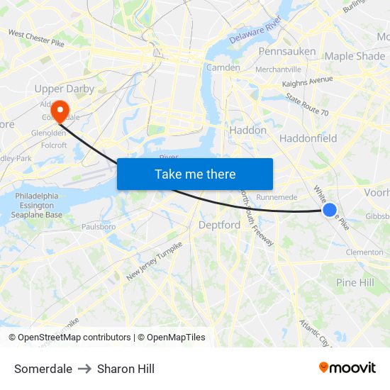 Somerdale to Sharon Hill map