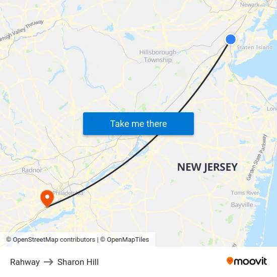Rahway to Sharon Hill map