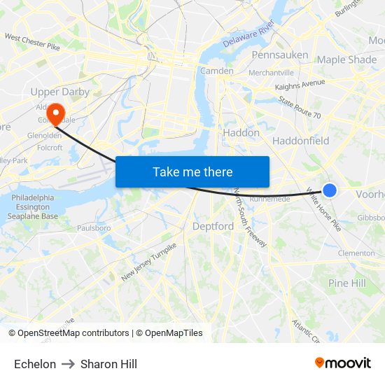 Echelon to Sharon Hill map