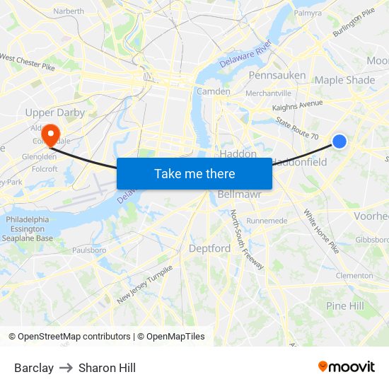 Barclay to Sharon Hill map